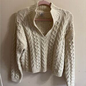 a new day Cream V-Neck Cable Knit Sweater